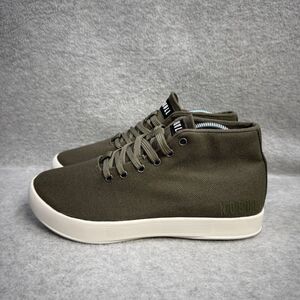 NOBULL Olive Green High-Top Canvas Trainers with White Sole